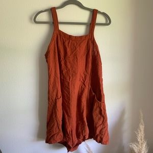 Abound Linen Blend Crossdye Overall Romper